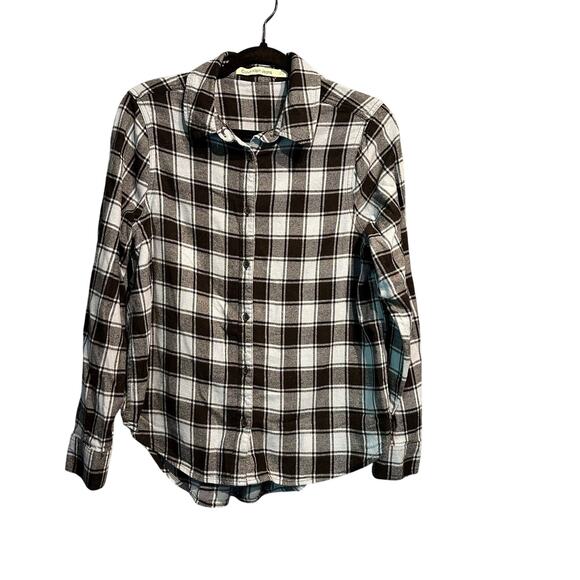 Calvin Klein Checked Flannel Button Up Size Large Ladies Warm Cozy Fall - Picture 1 of 8